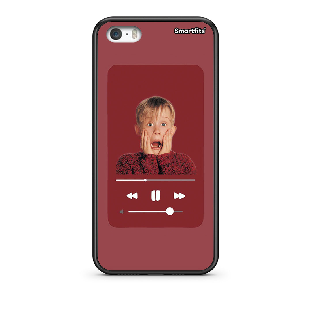 iPhone 5/5s/SE Xmas Alone Music θήκη από τη Smartfits με σχέδιο στο πίσω μέρος και μαύρο περίβλημα | Smartphone case with colorful back and black bezels by Smartfits