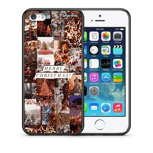 Θήκη iPhone 5/5s/SE Xmas Collage από τη Smartfits με σχέδιο στο πίσω μέρος και μαύρο περίβλημα | iPhone 5/5s/SE Xmas Collage case with colorful back and black bezels