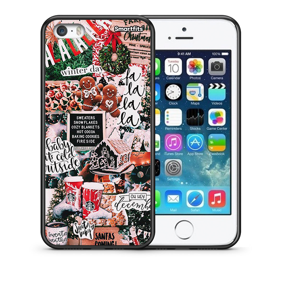 Θήκη iPhone 5/5s/SE Xmas Habbits από τη Smartfits με σχέδιο στο πίσω μέρος και μαύρο περίβλημα | iPhone 5/5s/SE Xmas Habbits case with colorful back and black bezels