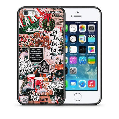 Θήκη iPhone 5/5s/SE Xmas Habbits από τη Smartfits με σχέδιο στο πίσω μέρος και μαύρο περίβλημα | iPhone 5/5s/SE Xmas Habbits case with colorful back and black bezels