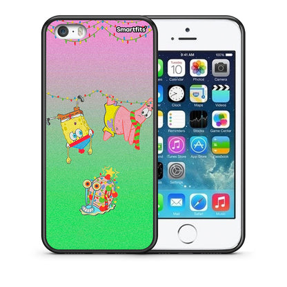 Θήκη iPhone 5/5s/SE Xmas Lights από τη Smartfits με σχέδιο στο πίσω μέρος και μαύρο περίβλημα | iPhone 5/5s/SE Xmas Lights case with colorful back and black bezels