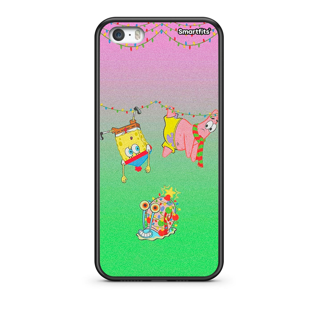 iPhone 5/5s/SE Xmas Lights θήκη από τη Smartfits με σχέδιο στο πίσω μέρος και μαύρο περίβλημα | Smartphone case with colorful back and black bezels by Smartfits