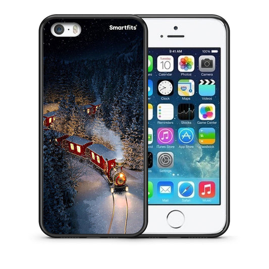 Θήκη iPhone 5/5s/SE Xmas Train από τη Smartfits με σχέδιο στο πίσω μέρος και μαύρο περίβλημα | iPhone 5/5s/SE Xmas Train case with colorful back and black bezels