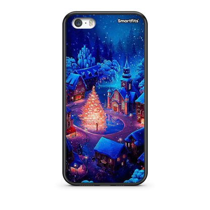iPhone 5/5s/SE Xmas Village θήκη από τη Smartfits με σχέδιο στο πίσω μέρος και μαύρο περίβλημα | Smartphone case with colorful back and black bezels by Smartfits