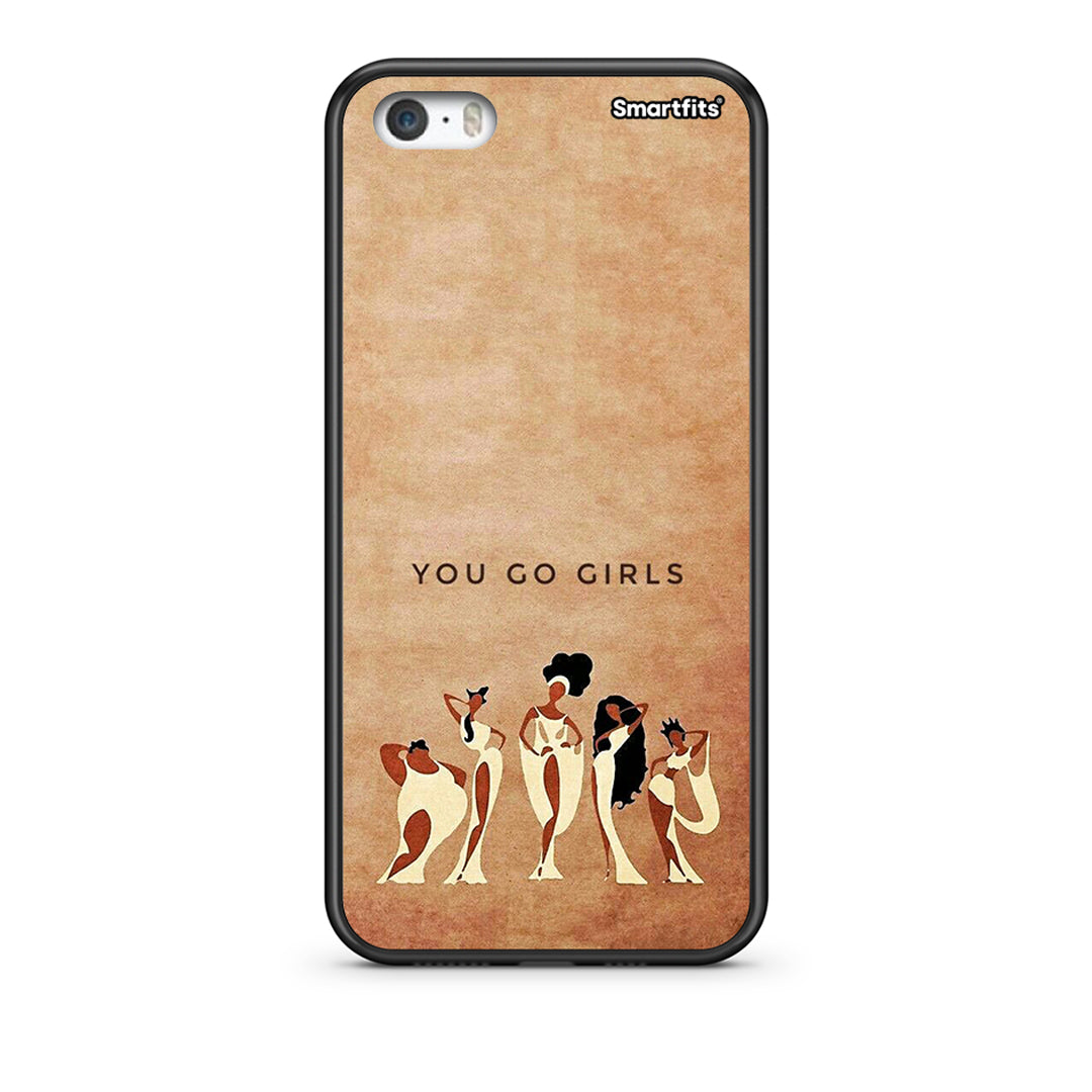 iPhone 5/5s/SE You Go Girl θήκη από τη Smartfits με σχέδιο στο πίσω μέρος και μαύρο περίβλημα | Smartphone case with colorful back and black bezels by Smartfits