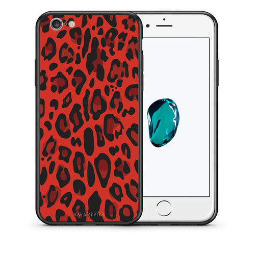 Θήκη iPhone 6/6s Red Leopard Animal από τη Smartfits με σχέδιο στο πίσω μέρος και μαύρο περίβλημα | iPhone 6/6s Red Leopard Animal case with colorful back and black bezels