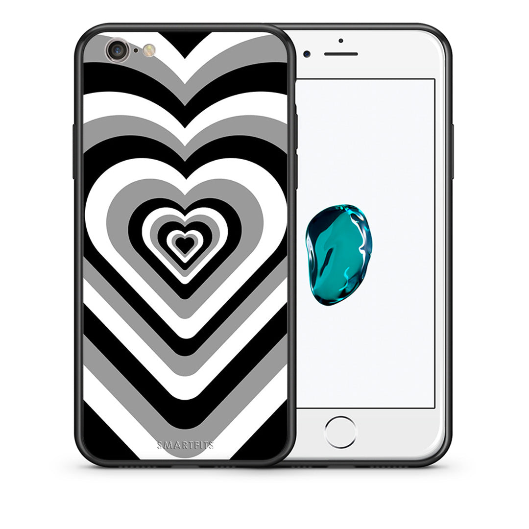 Θήκη iPhone 6 Plus/6s Plus Black Hearts από τη Smartfits με σχέδιο στο πίσω μέρος και μαύρο περίβλημα | iPhone 6 Plus/6s Plus Black Hearts case with colorful back and black bezels