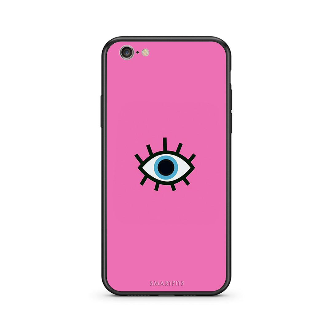 iPhone 7/8 Blue Eye Pink θήκη από τη Smartfits με σχέδιο στο πίσω μέρος και μαύρο περίβλημα | Smartphone case with colorful back and black bezels by Smartfits