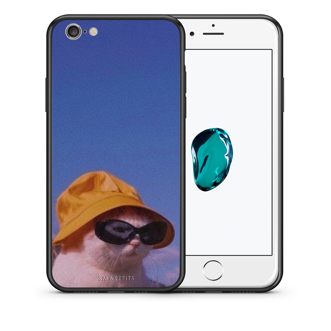 Θήκη iPhone 6/6s Cat Diva από τη Smartfits με σχέδιο στο πίσω μέρος και μαύρο περίβλημα | iPhone 6/6s Cat Diva case with colorful back and black bezels