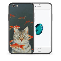 Thumbnail for Θήκη iPhone 6/6s Cat Goldfish από τη Smartfits με σχέδιο στο πίσω μέρος και μαύρο περίβλημα | iPhone 6/6s Cat Goldfish case with colorful back and black bezels