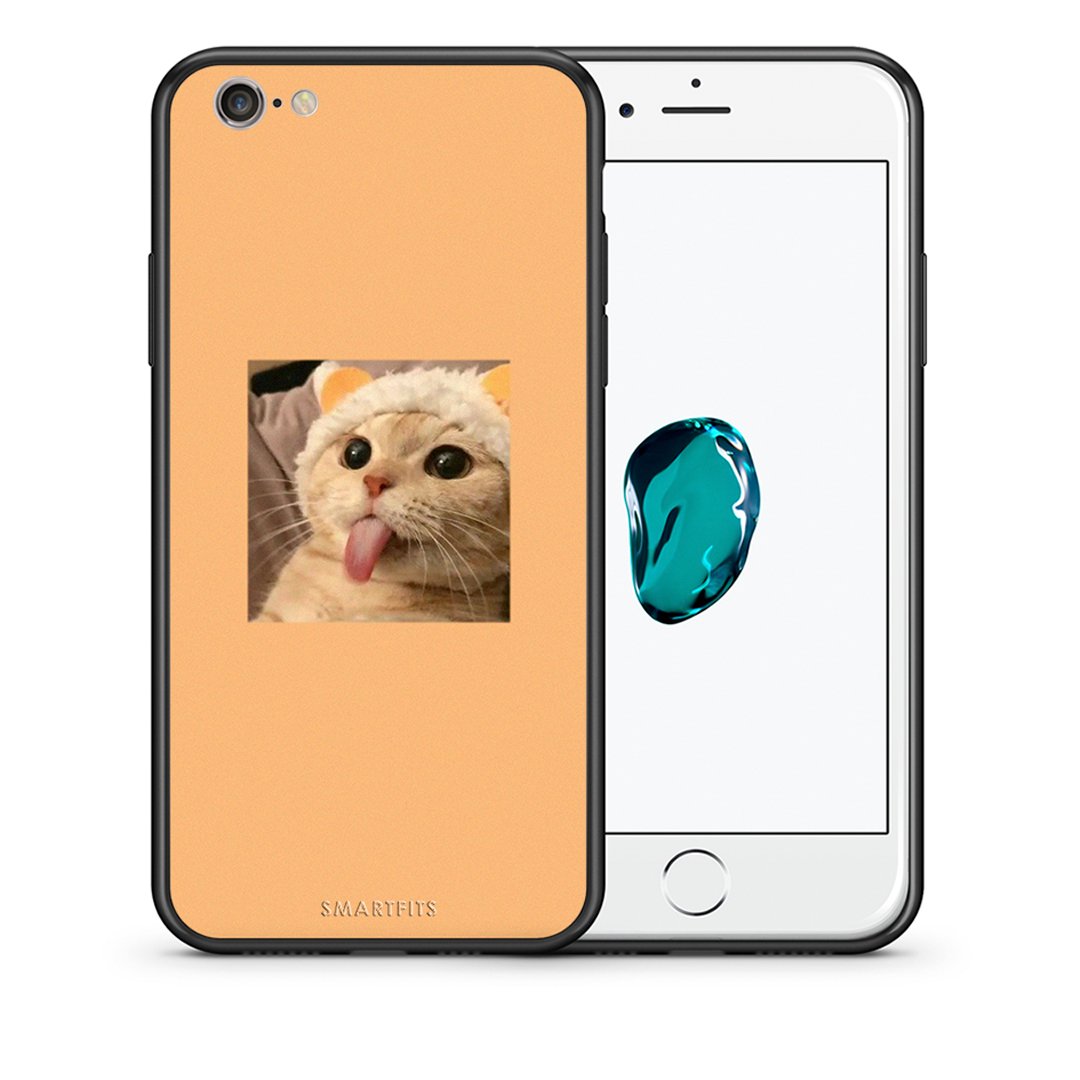 Θήκη iPhone 6/6s Cat Tongue από τη Smartfits με σχέδιο στο πίσω μέρος και μαύρο περίβλημα | iPhone 6/6s Cat Tongue case with colorful back and black bezels