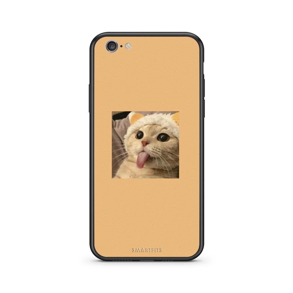 iphone 6 plus 6s plus Cat Tongue θήκη από τη Smartfits με σχέδιο στο πίσω μέρος και μαύρο περίβλημα | Smartphone case with colorful back and black bezels by Smartfits