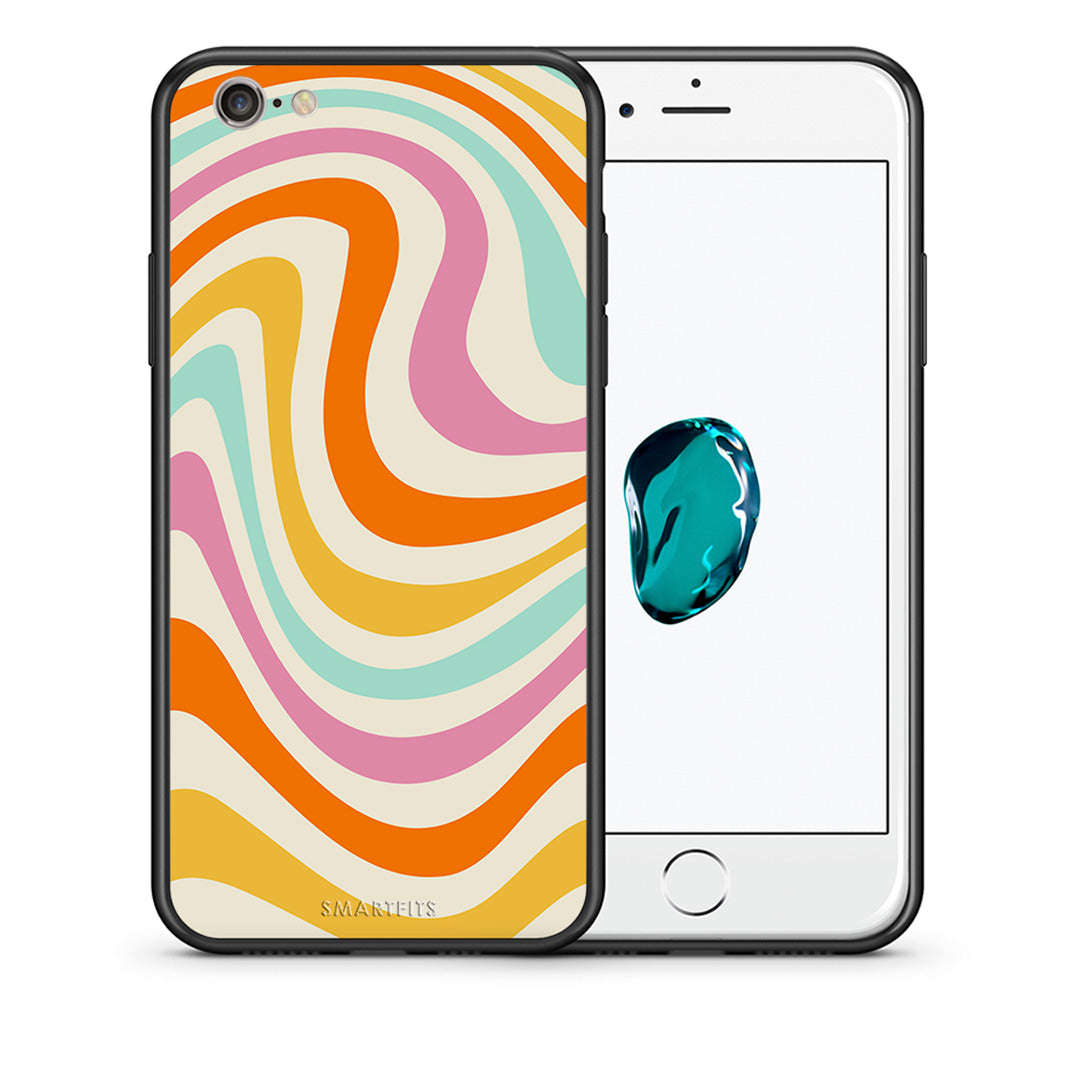Θήκη iPhone 6/6s Colourful Waves από τη Smartfits με σχέδιο στο πίσω μέρος και μαύρο περίβλημα | iPhone 6/6s Colourful Waves case with colorful back and black bezels
