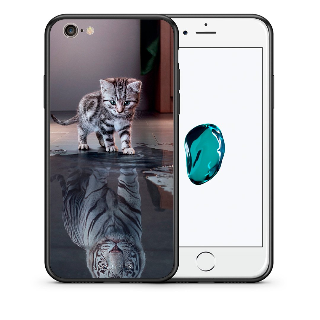 Θήκη iPhone 7/8/SE 2020 Tiger Cute από τη Smartfits με σχέδιο στο πίσω μέρος και μαύρο περίβλημα | iPhone 7/8/SE 2020 Tiger Cute case with colorful back and black bezels