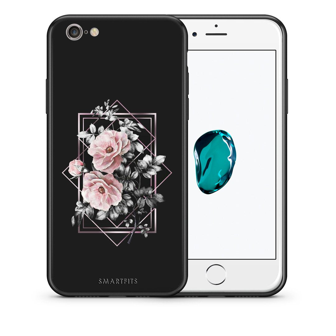 Θήκη iPhone 7/8/SE 2020 Frame Flower από τη Smartfits με σχέδιο στο πίσω μέρος και μαύρο περίβλημα | iPhone 7/8/SE 2020 Frame Flower case with colorful back and black bezels