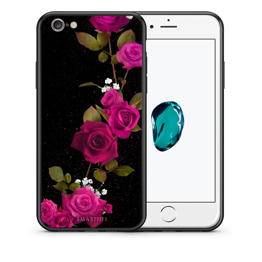 Θήκη iPhone 7/8/SE 2020 Red Roses Flower από τη Smartfits με σχέδιο στο πίσω μέρος και μαύρο περίβλημα | iPhone 7/8/SE 2020 Red Roses Flower case with colorful back and black bezels