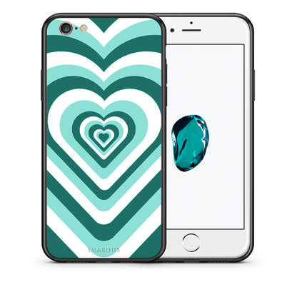 Θήκη iPhone 6/6s Green Hearts από τη Smartfits με σχέδιο στο πίσω μέρος και μαύρο περίβλημα | iPhone 6/6s Green Hearts case with colorful back and black bezels
