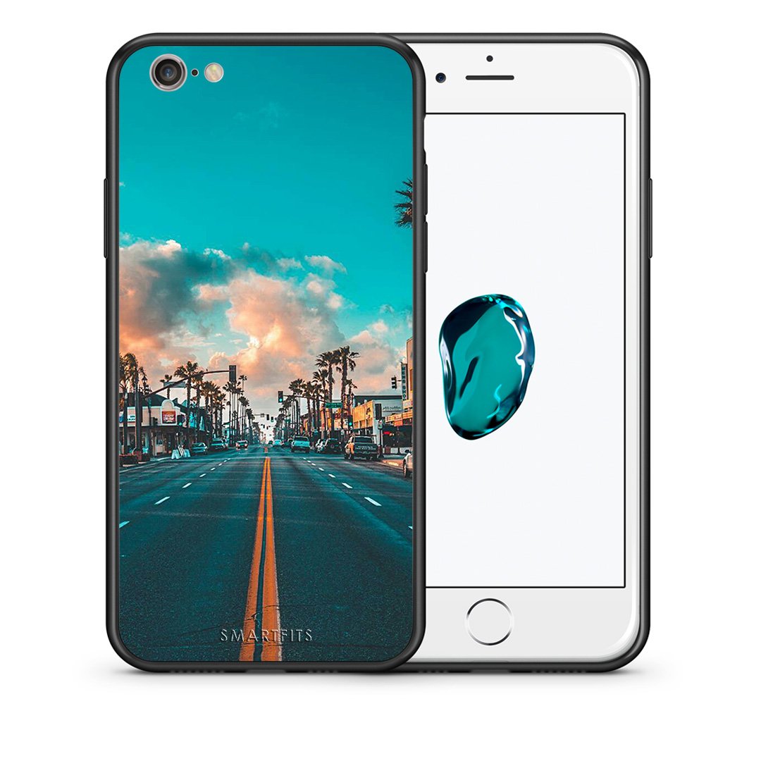 Θήκη iPhone 6/6s City Landscape από τη Smartfits με σχέδιο στο πίσω μέρος και μαύρο περίβλημα | iPhone 6/6s City Landscape case with colorful back and black bezels