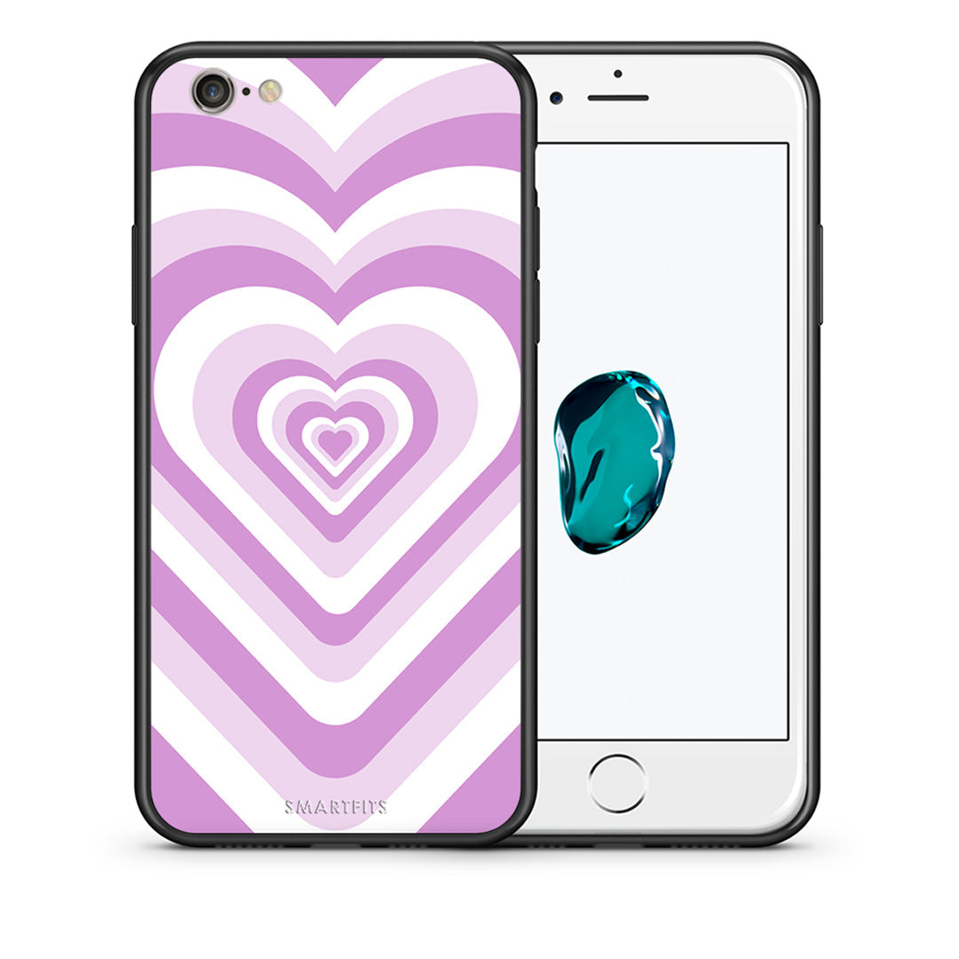 Θήκη iPhone 6 Plus/6s Plus Lilac Hearts από τη Smartfits με σχέδιο στο πίσω μέρος και μαύρο περίβλημα | iPhone 6 Plus/6s Plus Lilac Hearts case with colorful back and black bezels