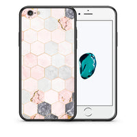 Thumbnail for Θήκη iPhone 6/6s Hexagon Pink Marble από τη Smartfits με σχέδιο στο πίσω μέρος και μαύρο περίβλημα | iPhone 6/6s Hexagon Pink Marble case with colorful back and black bezels