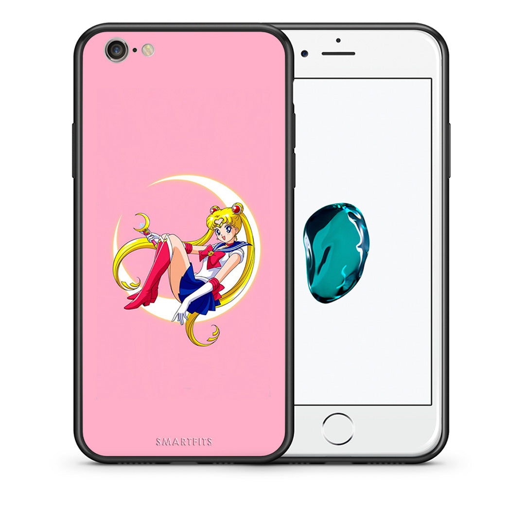 Θήκη iPhone 6/6s Moon Girl από τη Smartfits με σχέδιο στο πίσω μέρος και μαύρο περίβλημα | iPhone 6/6s Moon Girl case with colorful back and black bezels