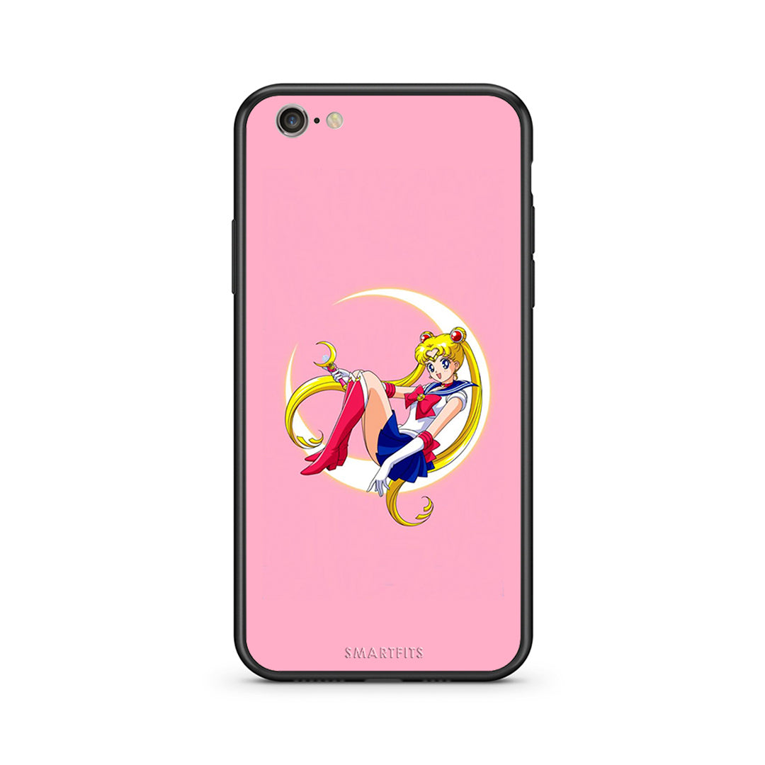 iphone 6 plus 6s plus Moon Girl θήκη από τη Smartfits με σχέδιο στο πίσω μέρος και μαύρο περίβλημα | Smartphone case with colorful back and black bezels by Smartfits