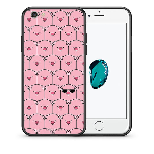 Θήκη iPhone 6/6s Pig Glasses από τη Smartfits με σχέδιο στο πίσω μέρος και μαύρο περίβλημα | iPhone 6/6s Pig Glasses case with colorful back and black bezels