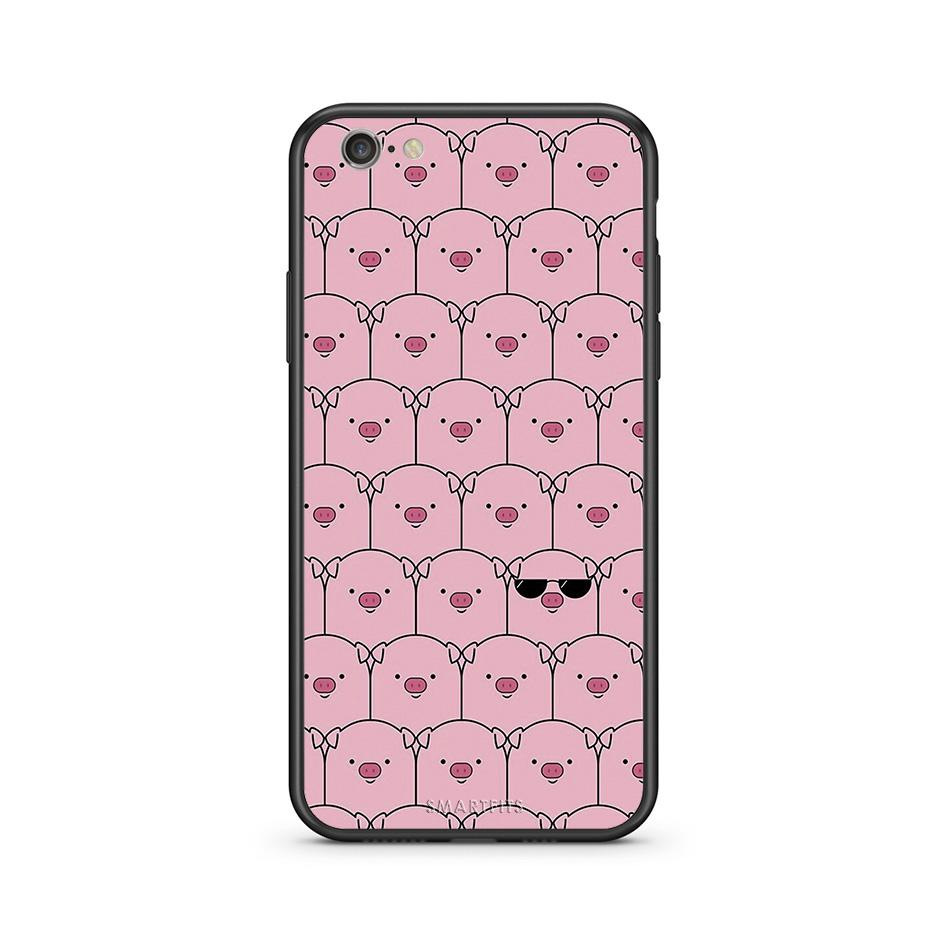 iphone 6 plus 6s plus Pig Glasses θήκη από τη Smartfits με σχέδιο στο πίσω μέρος και μαύρο περίβλημα | Smartphone case with colorful back and black bezels by Smartfits