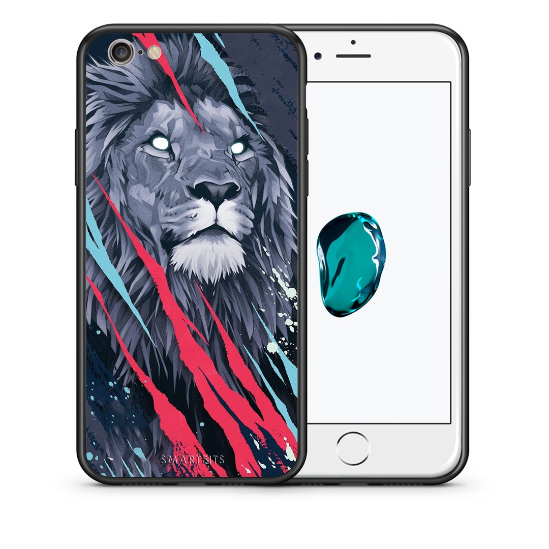 Θήκη iPhone 7/8/SE 2020 Lion Designer PopArt από τη Smartfits με σχέδιο στο πίσω μέρος και μαύρο περίβλημα | iPhone 7/8/SE 2020 Lion Designer PopArt case with colorful back and black bezels