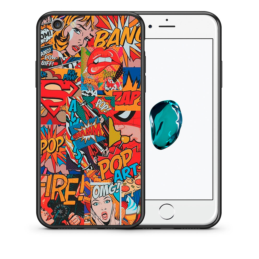 Θήκη iPhone 6/6s PopArt OMG από τη Smartfits με σχέδιο στο πίσω μέρος και μαύρο περίβλημα | iPhone 6/6s PopArt OMG case with colorful back and black bezels
