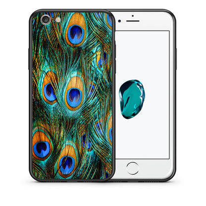 Θήκη iPhone 6 Plus/6s Plus Real Peacock Feathers από τη Smartfits με σχέδιο στο πίσω μέρος και μαύρο περίβλημα | iPhone 6 Plus/6s Plus Real Peacock Feathers case with colorful back and black bezels