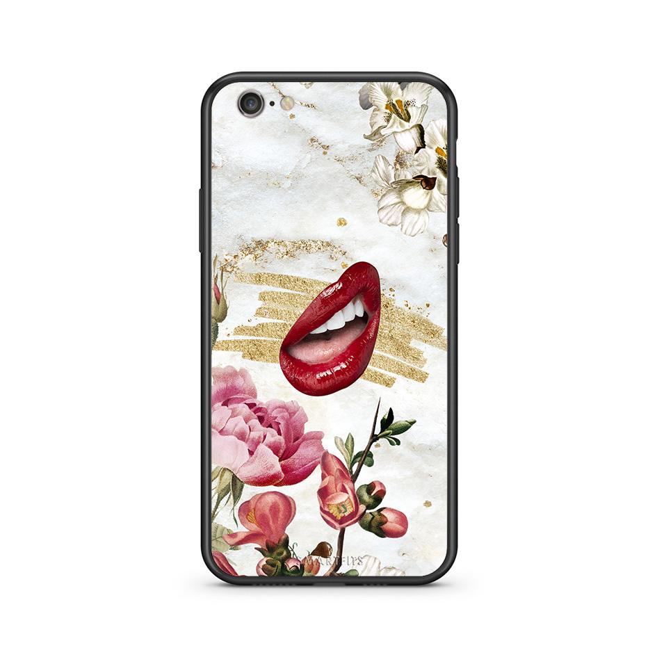 iphone 6 6s Red Lips θήκη από τη Smartfits με σχέδιο στο πίσω μέρος και μαύρο περίβλημα | Smartphone case with colorful back and black bezels by Smartfits