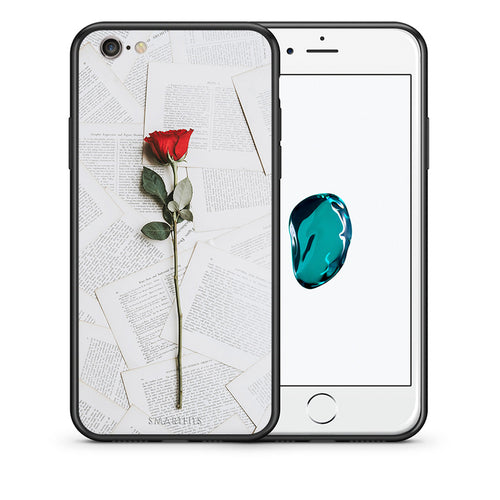 Θήκη iPhone 7/8/SE 2020 Red Rose από τη Smartfits με σχέδιο στο πίσω μέρος και μαύρο περίβλημα | iPhone 7/8/SE 2020 Red Rose case with colorful back and black bezels