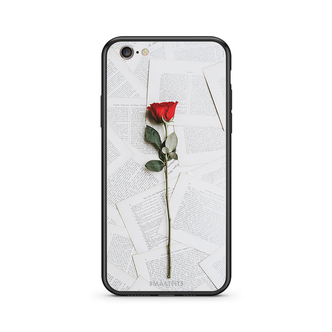 iPhone 7/8 Red Rose θήκη από τη Smartfits με σχέδιο στο πίσω μέρος και μαύρο περίβλημα | Smartphone case with colorful back and black bezels by Smartfits