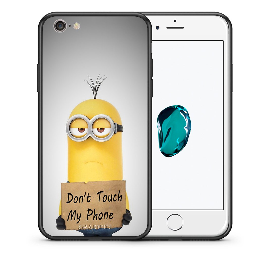 Θήκη iPhone 6/6s Minion Text από τη Smartfits με σχέδιο στο πίσω μέρος και μαύρο περίβλημα | iPhone 6/6s Minion Text case with colorful back and black bezels