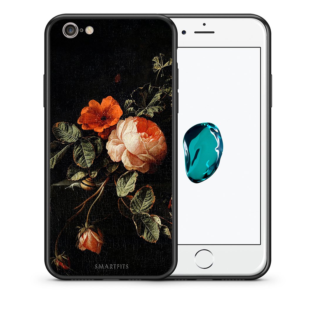 Θήκη iPhone 6/6s Vintage Roses από τη Smartfits με σχέδιο στο πίσω μέρος και μαύρο περίβλημα | iPhone 6/6s Vintage Roses case with colorful back and black bezels