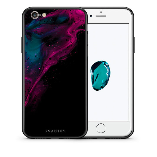 Θήκη iPhone 6/6s Pink Black Watercolor από τη Smartfits με σχέδιο στο πίσω μέρος και μαύρο περίβλημα | iPhone 6/6s Pink Black Watercolor case with colorful back and black bezels