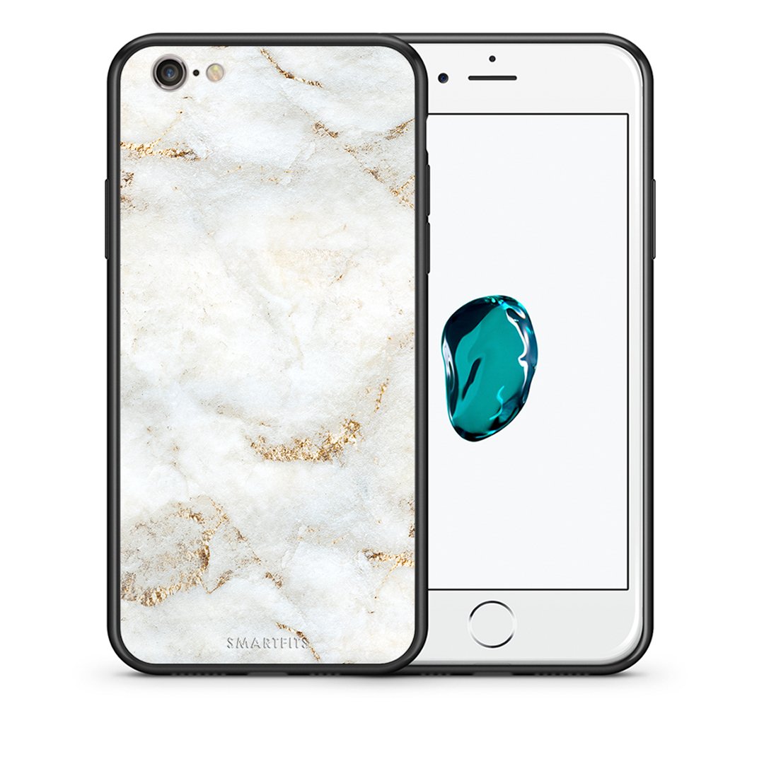 Θήκη iPhone 6 Plus/6s Plus White Gold Marble από τη Smartfits με σχέδιο στο πίσω μέρος και μαύρο περίβλημα | iPhone 6 Plus/6s Plus White Gold Marble case with colorful back and black bezels