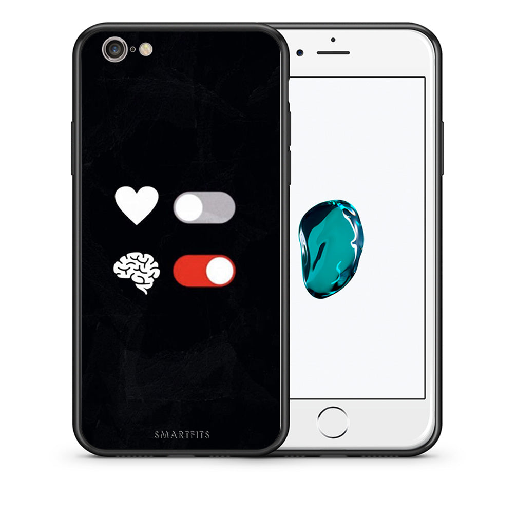 Θήκη Αγίου Βαλεντίνου iPhone 7 / 8 / SE 2020 Heart Vs Brain από τη Smartfits με σχέδιο στο πίσω μέρος και μαύρο περίβλημα | iPhone 7 / 8 / SE 2020 Heart Vs Brain case with colorful back and black bezels