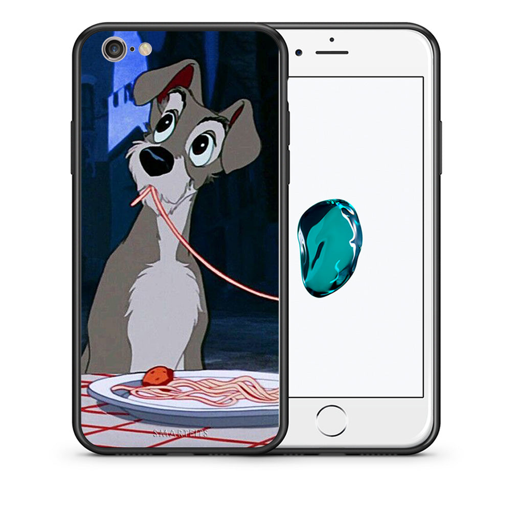 Θήκη Αγίου Βαλεντίνου iPhone 6 / 6s Lady And Tramp 1 από τη Smartfits με σχέδιο στο πίσω μέρος και μαύρο περίβλημα | iPhone 6 / 6s Lady And Tramp 1 case with colorful back and black bezels