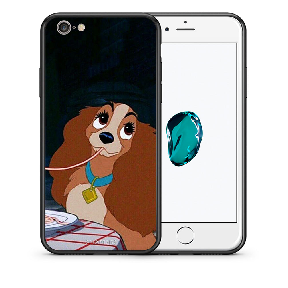 Θήκη Αγίου Βαλεντίνου iPhone 7 / 8 / SE 2020 Lady And Tramp 2 από τη Smartfits με σχέδιο στο πίσω μέρος και μαύρο περίβλημα | iPhone 7 / 8 / SE 2020 Lady And Tramp 2 case with colorful back and black bezels