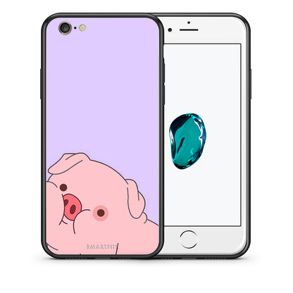 Θήκη Αγίου Βαλεντίνου iPhone 6 / 6s Pig Love 2 από τη Smartfits με σχέδιο στο πίσω μέρος και μαύρο περίβλημα | iPhone 6 / 6s Pig Love 2 case with colorful back and black bezels