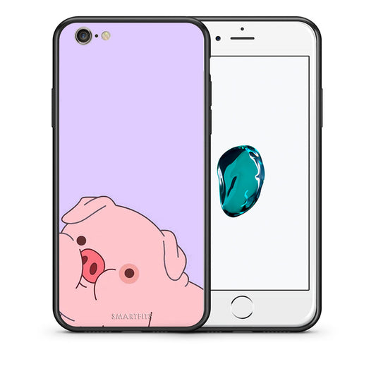 Θήκη Αγίου Βαλεντίνου iPhone 6 / 6s Pig Love 2 από τη Smartfits με σχέδιο στο πίσω μέρος και μαύρο περίβλημα | iPhone 6 / 6s Pig Love 2 case with colorful back and black bezels
