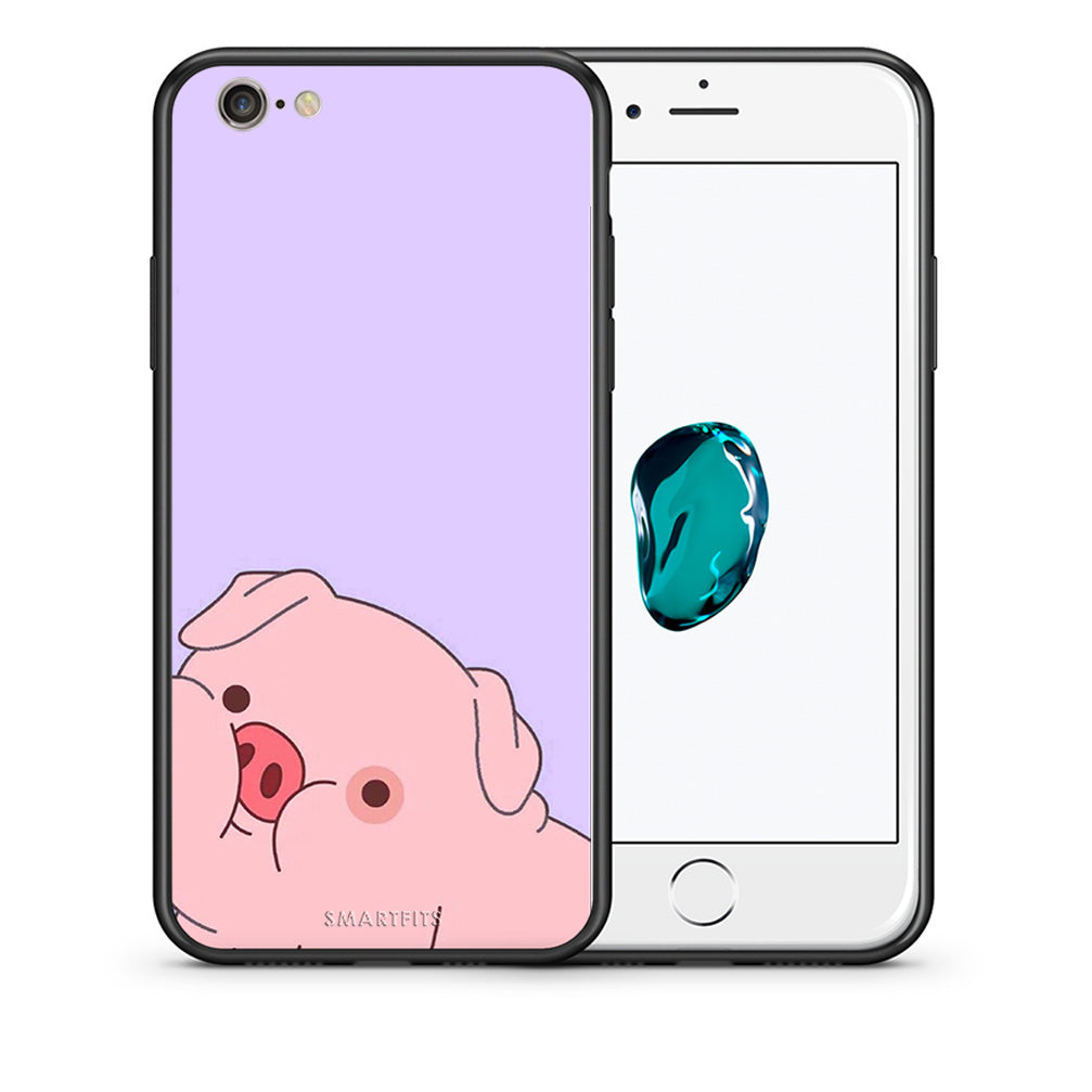 Θήκη Αγίου Βαλεντίνου iPhone 7 / 8 / SE 2020 Pig Love 2 από τη Smartfits με σχέδιο στο πίσω μέρος και μαύρο περίβλημα | iPhone 7 / 8 / SE 2020 Pig Love 2 case with colorful back and black bezels
