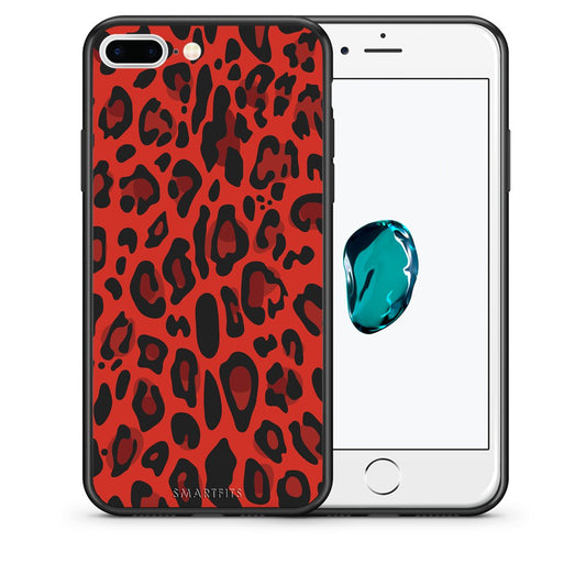 Θήκη iPhone 7 Plus/8 Plus Red Leopard Animal από τη Smartfits με σχέδιο στο πίσω μέρος και μαύρο περίβλημα | iPhone 7 Plus/8 Plus Red Leopard Animal case with colorful back and black bezels