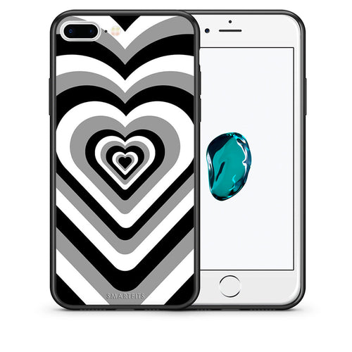 Θήκη iPhone 7 Plus/8 Plus Black Hearts από τη Smartfits με σχέδιο στο πίσω μέρος και μαύρο περίβλημα | iPhone 7 Plus/8 Plus Black Hearts case with colorful back and black bezels