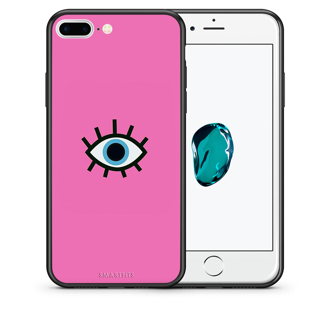 Θήκη iPhone 7 Plus/8 Plus Blue Eye Pink από τη Smartfits με σχέδιο στο πίσω μέρος και μαύρο περίβλημα | iPhone 7 Plus/8 Plus Blue Eye Pink case with colorful back and black bezels