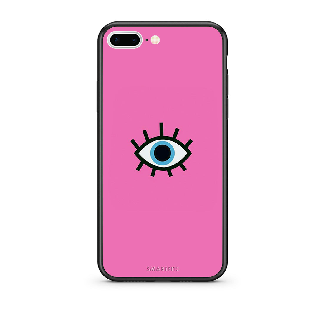 iPhone 7 Plus/8 Plus Blue Eye Pink θήκη από τη Smartfits με σχέδιο στο πίσω μέρος και μαύρο περίβλημα | Smartphone case with colorful back and black bezels by Smartfits
