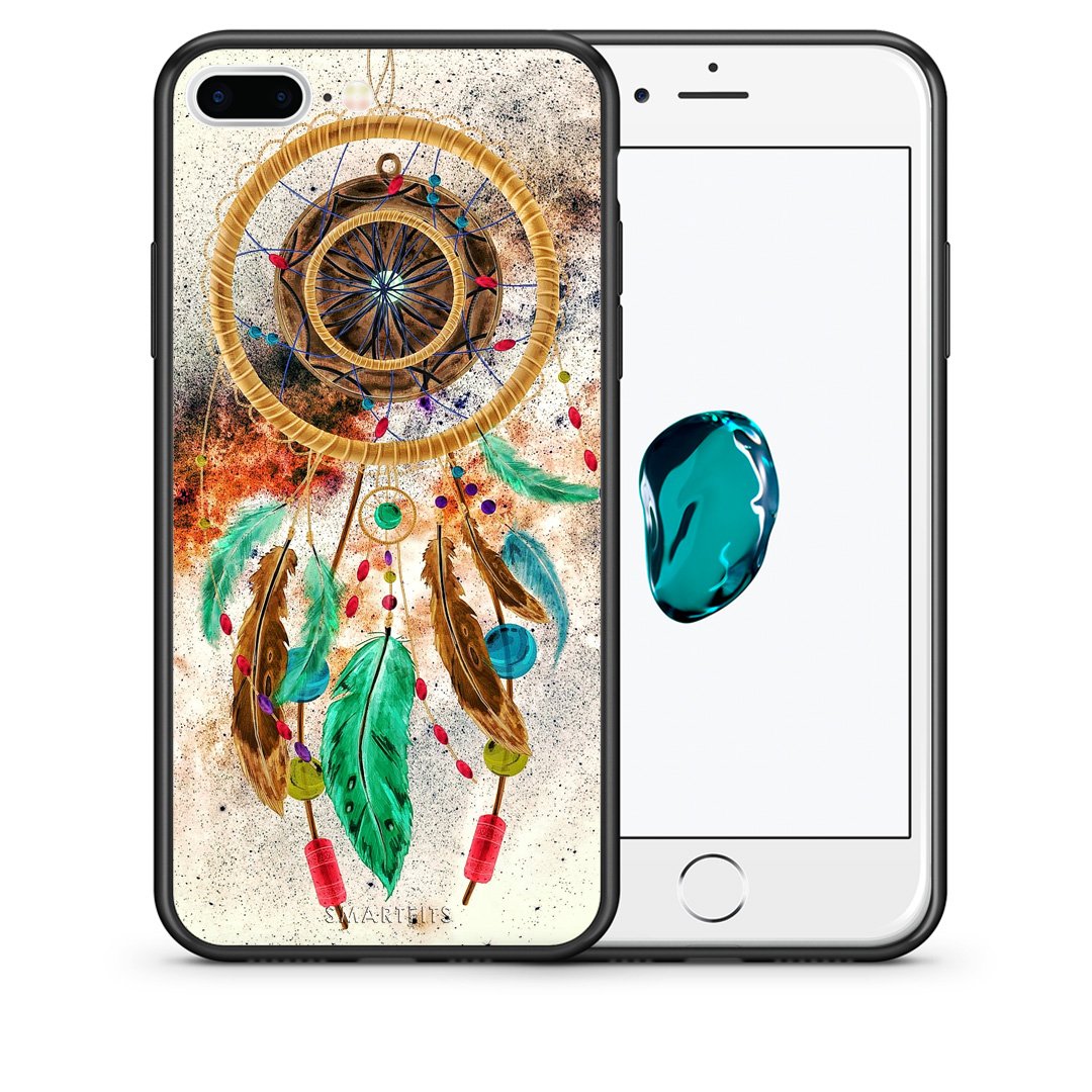 Θήκη iPhone 7 Plus/8 Plus DreamCatcher Boho από τη Smartfits με σχέδιο στο πίσω μέρος και μαύρο περίβλημα | iPhone 7 Plus/8 Plus DreamCatcher Boho case with colorful back and black bezels