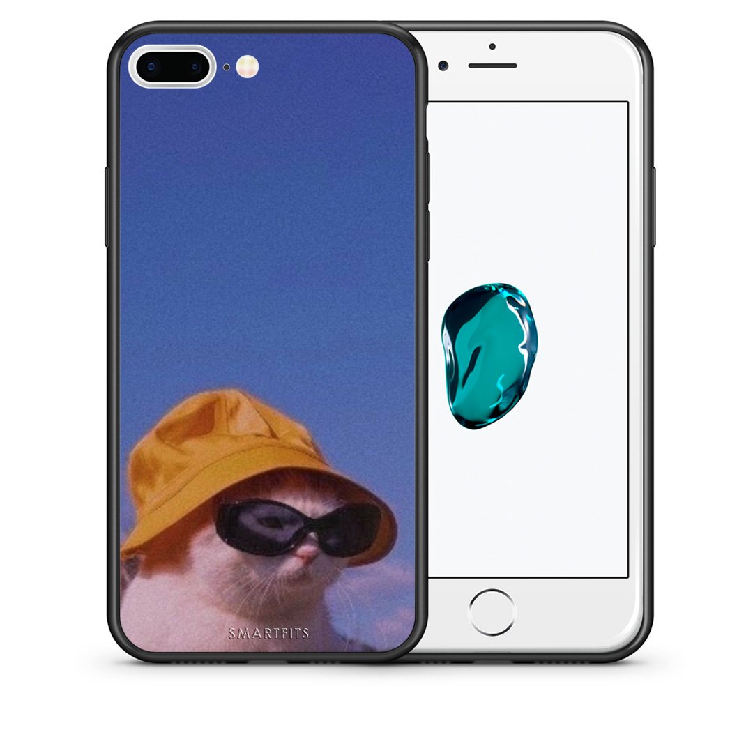 Θήκη iPhone 7 Plus/8 Plus Cat Diva από τη Smartfits με σχέδιο στο πίσω μέρος και μαύρο περίβλημα | iPhone 7 Plus/8 Plus Cat Diva case with colorful back and black bezels